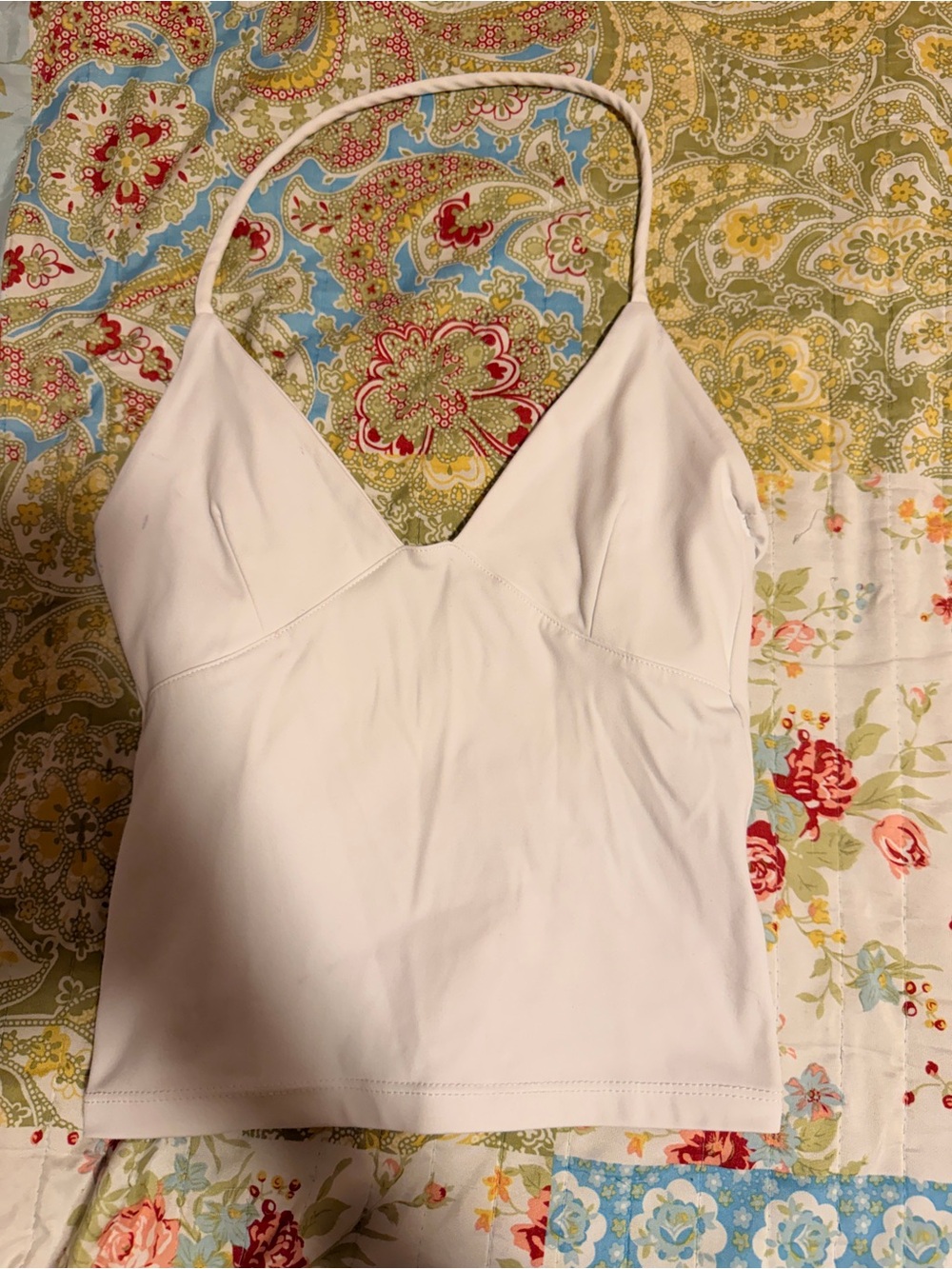 Cotton on White Halter V-Neck Women's Tank Top